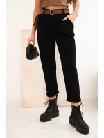 Dámske čierne nohavice s opaskom