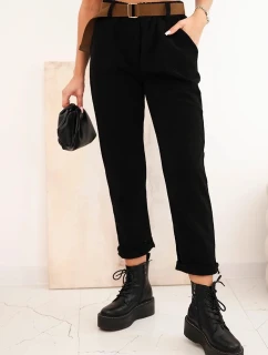 Dámske čierne nohavice s opaskom