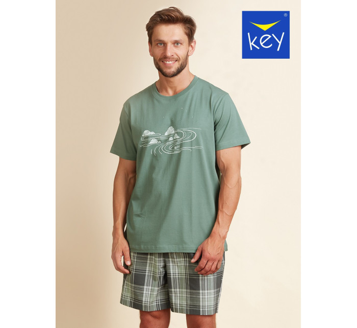 Pánske pyžamo MNS 719 A22 Zelené s potlačou - Key