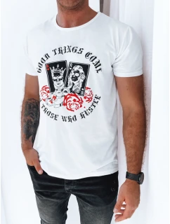 Pánské bílé tričko s potiskem Dstreet model 21969347 - FashionStreet