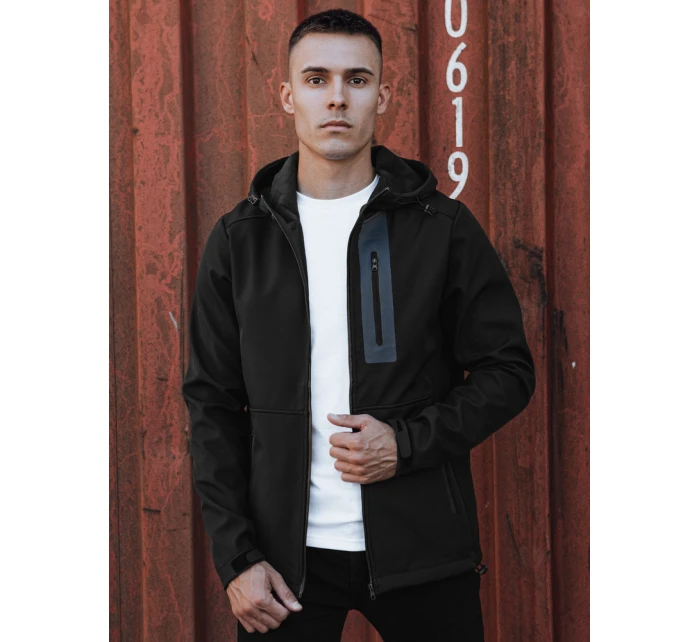 Pánská přechodná softshellová bunda s kapucí černá Dstreet model 21980008 - FashionStreet