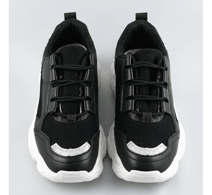 Čierne dámske šnurovacie tenisky "sneakers" (172)