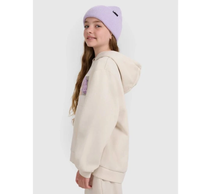 Dievčenská mikina bez prúžkov s kapucňou 4F 4FJRAW25TSWSF2294-11S