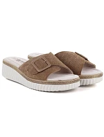 Dámske kožené žabky na platforme hnedej farby S.Barski 7002