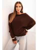 Dámsky asymetrický viskózový sveter bat chocolate Dámsky asymetrický viskózový sveter bat chocolate
