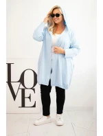 Dámská mikina Plus Size bavlněná s kapucí a zipem modrá