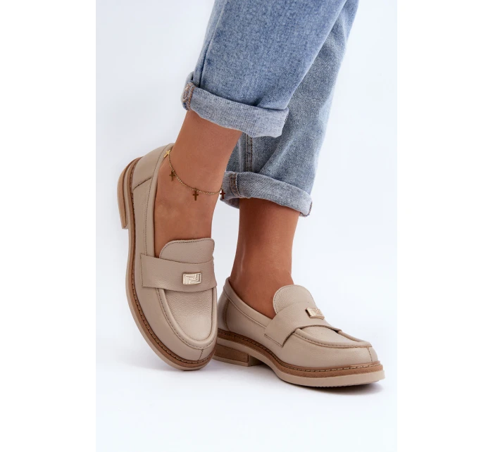 model 21648148 Dámské kožené mokasíny béžové - Zazoo
