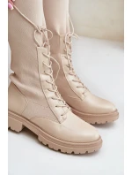 Šněrovací kozačky s elastickým svrškem černé model 21679807 - Boto