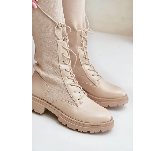 Šněrovací kozačky s elastickým svrškem černé model 21679807 - Boto