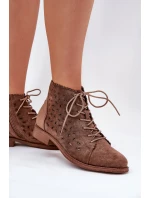 Niskie Botki Z Ażurowym Wzorem S.Barski HY51-185 Brązowe