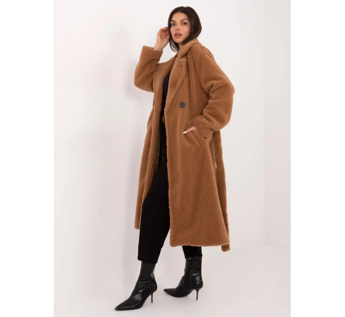 Płaszcz IT PL model 21776345 camelowy - FPrice Płaszcz IT PL model 21776345 camelowy - FPrice