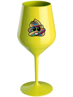 DUHOVÉ VESELÉ EE - žltý nerozbitný pohár na víno 470 ml