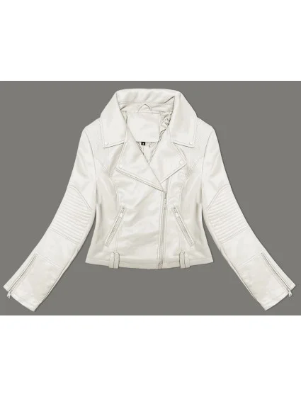 Ecru bunda s asymetrickým zipsom J Style (11Z8130)