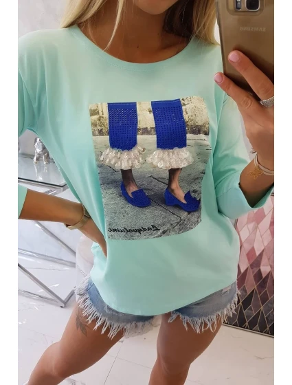 Halenka s 3D grafikou se zirkony mint Halenka s 3D grafikou se zirkony mint