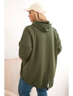 Dámska mikina s kapucňou Plus Size s khaki potlačou