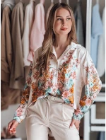 Dámská květovaná košile oversize světle béžová Dstreet model 21986542 - FashionStreet