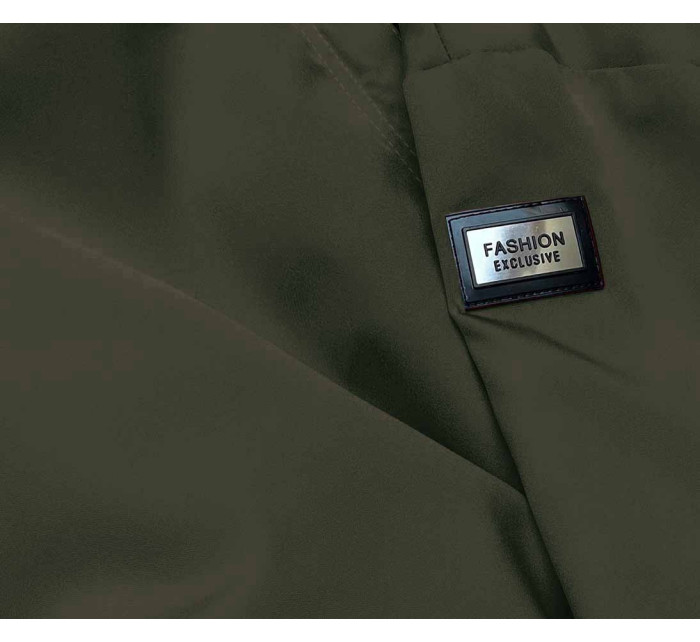 Dámska tenká bunda v khaki farbe s ozdobným lemovaním (B8142-11)
