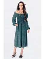 Dámské puntíkované šaty ve stylu v mořské barvě s dlouhými rukávy model 19551023 - Ann Gissy Dámské puntíkované šaty ve stylu v mořské barvě s dlouhými rukávy model 19551023 - Ann Gissy