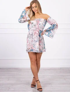 Spangled kvetinové šaty púdrovo ružové