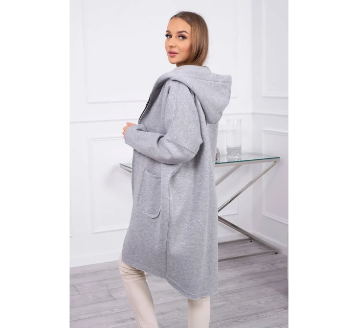 Zateplená mikina s dlhším chrbtom šedá