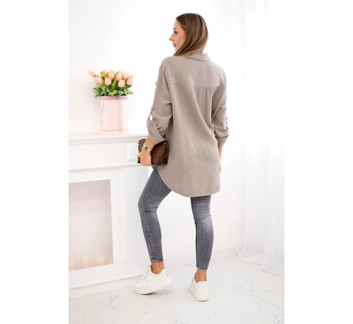 Bavlněná mušelínová košile Plus Size fango