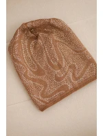 Dámska zimná vlnená čiapka s dvojitým okrajom K426 oranžová