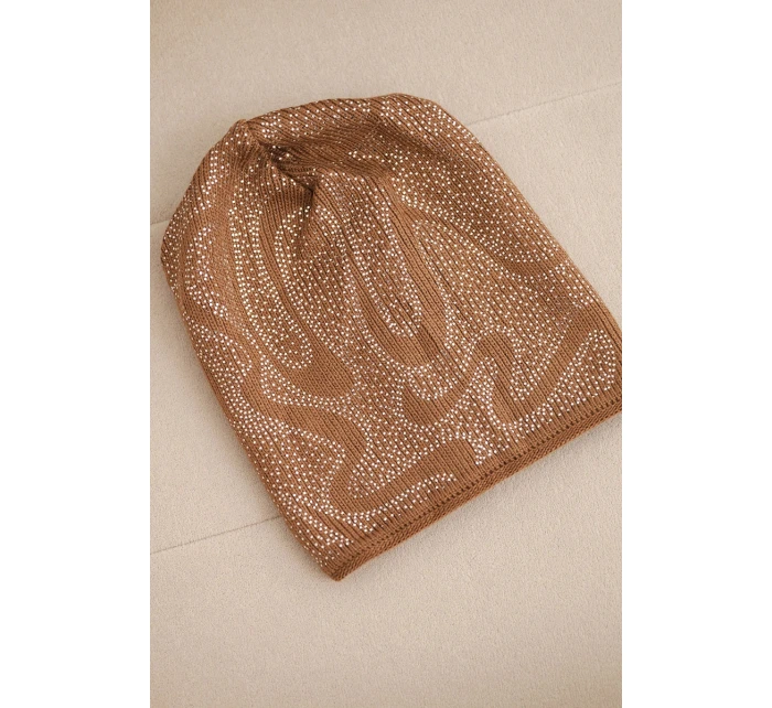 Dámska zimná vlnená čiapka s dvojitým okrajom K426 oranžová