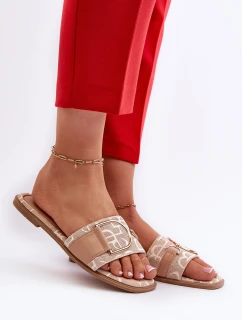 Lesklé Dámské Žabky S Ozdobou Beige model 21660668 - Boto