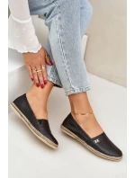 Eleganckie Skórzane Espadryle Damskie Zazoo 10177 Czarne Eleganckie Skórzane Espadryle Damskie Zazoo 10177 Czarne