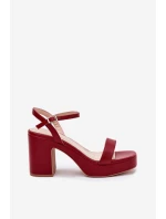Eko Skórzane Sandały Na Słupku Bordowe Lillita Eko Skórzane Sandały Na Słupku Bordowe Lillita