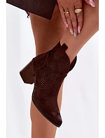 Dámské perforované kotníkové boty Vinceza 58640 Čokoládové