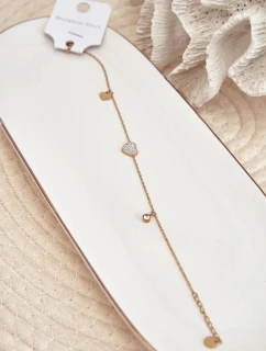 Náramok na členok so zlatým srdcom