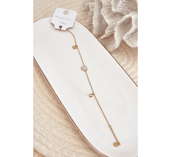 Náramok na členok so zlatým srdcom