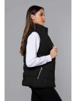 Čierna páperová dámska vesta (5M719-392)
