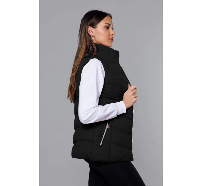 Čierna páperová dámska vesta (5M719-392)