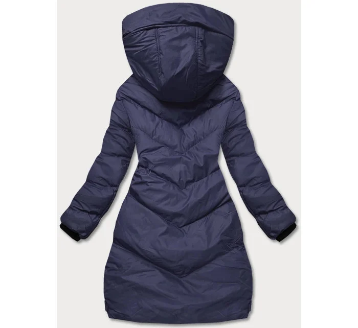 Dámska zimná bunda s kapucňou, tmavomodrá (5M733-215)