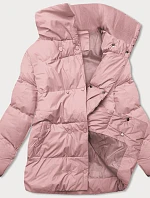 Krátka zimná bunda s vysokým golierom ružová (5m729-46)