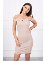 Španielske šaty s volánikmi béžovej Španielske šaty s volánikmi béžovej