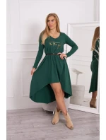 Šaty s ozdobným pásikom a nápisom tmavo zelené Šaty s ozdobným pásikom a nápisom tmavo zelené