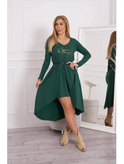 Šaty s ozdobným pásikom a nápisom tmavo zelené
