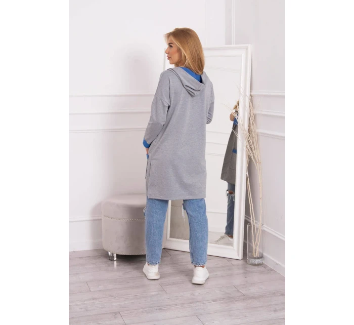 Dvojfarebná pláštenka s kapucňou nevädza + sivá Dvojfarebná pláštenka s kapucňou nevädza + sivá