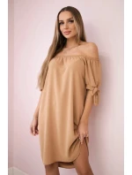Šaty svázané na rukávech světlý velbloud Šaty svázané na rukávech světlý velbloud