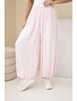 Dámske viskózové nohavice s voľnými nohavicami candy pink