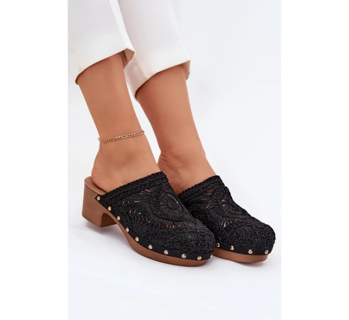 Dámské Pantofle Na Podpatku Černé model 21700123 - Boto Dámské Pantofle Na Podpatku Černé model 21700123 - Boto