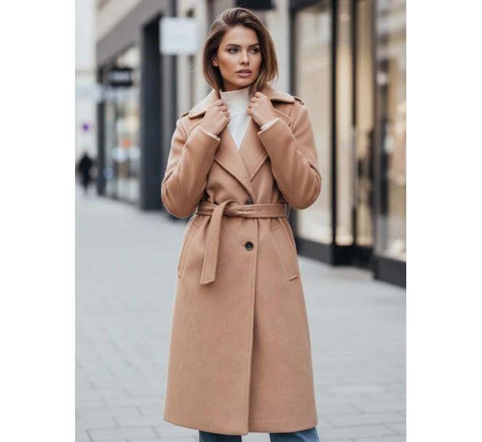 Dámský zimní kabát classic camel Dstreet model 21995114 - FashionStreet