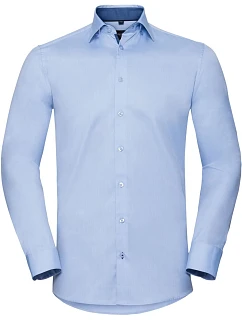 Kontrastní košile s dl. rukávem vzor rybí kost 11. light navy model 22476064 - Russell Athletic