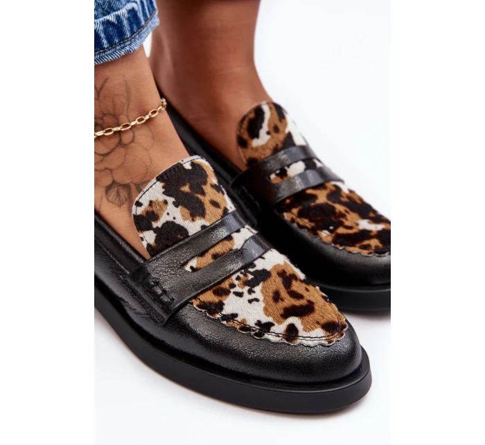 Skórzane Półbuty Mokasyny Damskie Maciejka 06250-01 Czarne