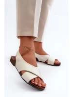 Zazoo 40407 Sandały Skórzane Damskie Jasnobeżowe Zazoo 40407 Sandały Skórzane Damskie Jasnobeżowe