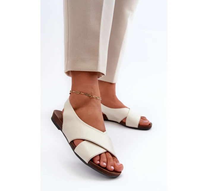 Zazoo 40407 Sandały Skórzane Damskie Jasnobeżowe Zazoo 40407 Sandały Skórzane Damskie Jasnobeżowe