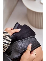 Kožené boty se zlatou sponou černé model 21672986 - Zazoo